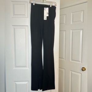 ZARA PANTS WITH BOTTOM SLIT FLARE - BLACK